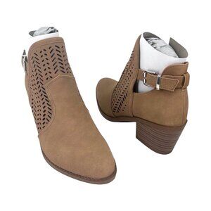 Women's New Bahia Shelby Buckled Beige Leather Chelsea Ankle Boots Shoes size 7